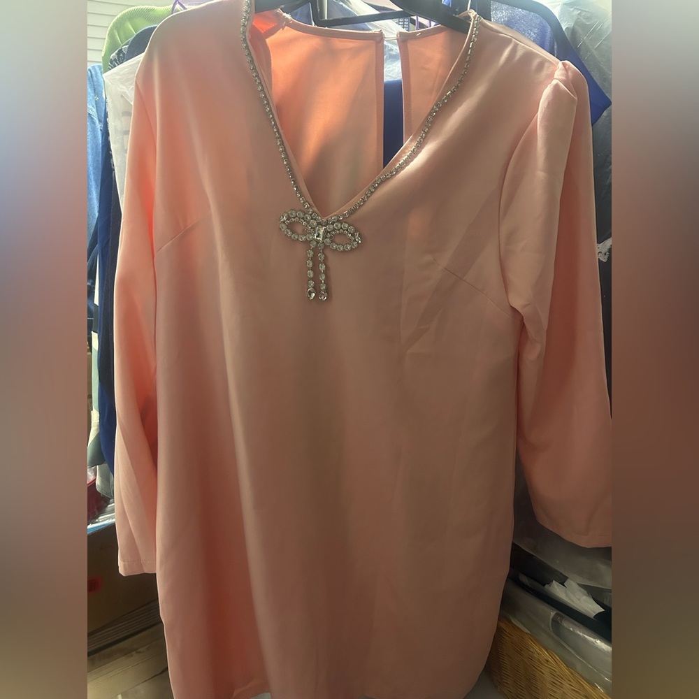 Embellished V-Neck Pink Women's Top